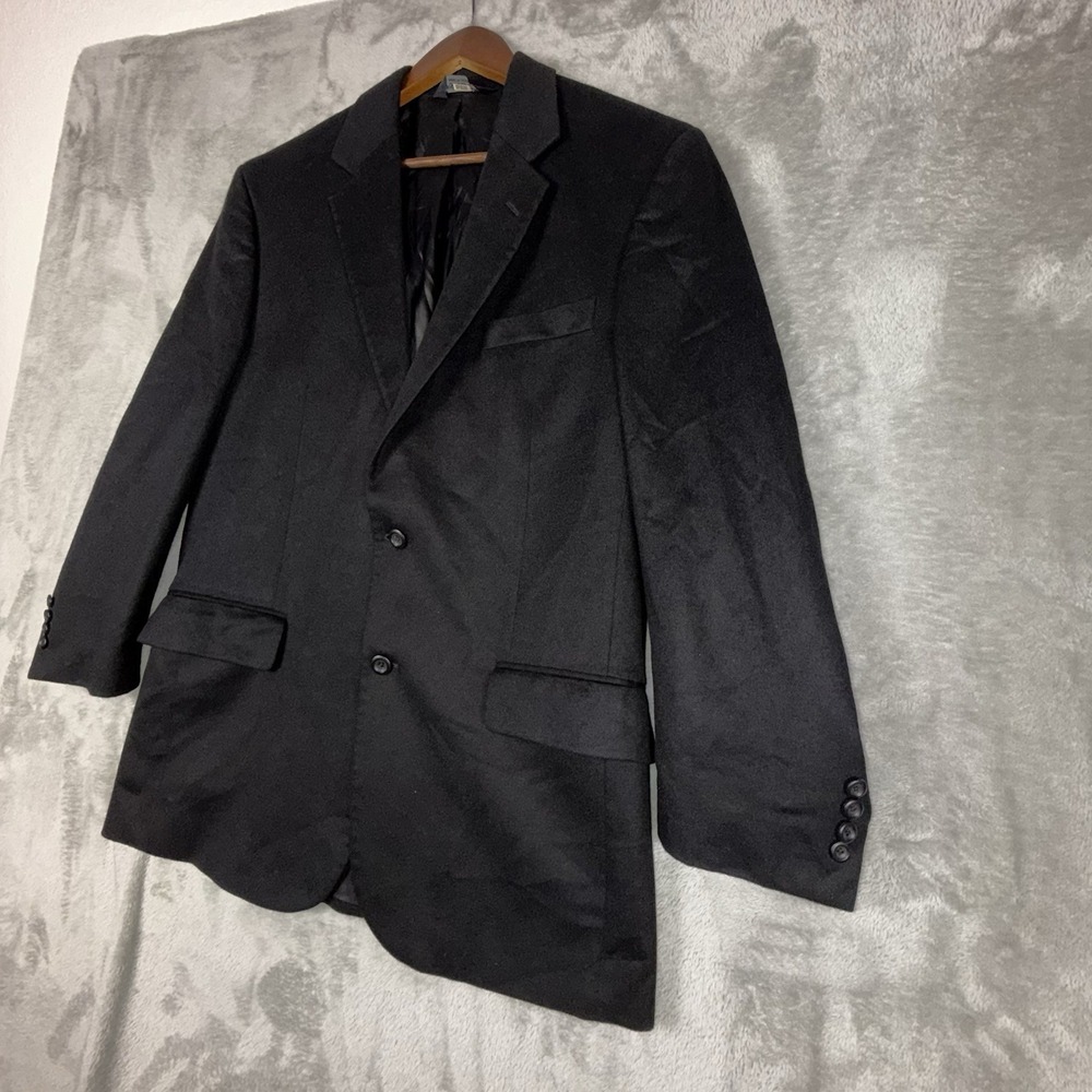 Jos A Bank 100% Cashmere Blazer Sport Coat Jacket Men 41R Black 2 Button Classic - Picture 2 of 16